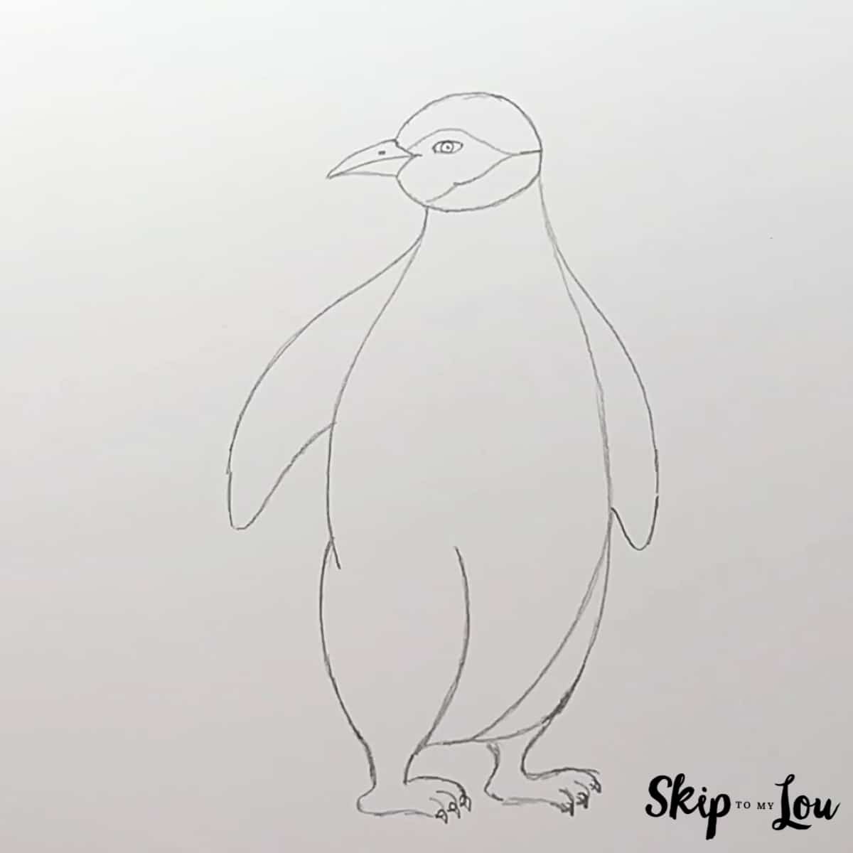 Realistic Penguin Drawing - Step 4 - Legs and feet