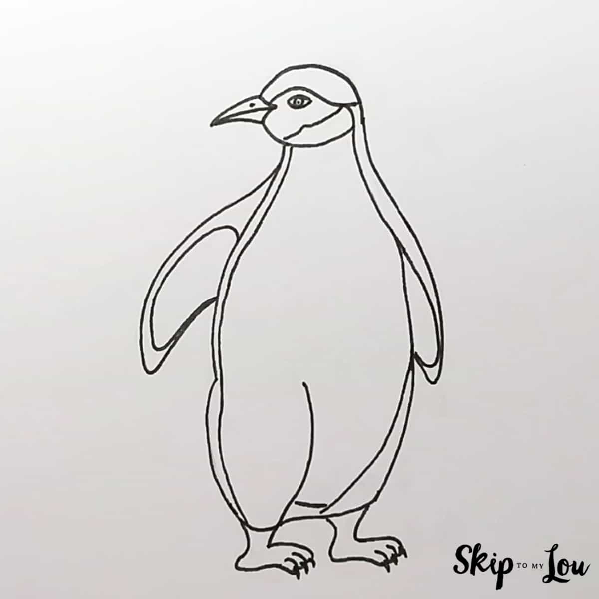 Realistic Penguin Drawing - Step 6 - Outline