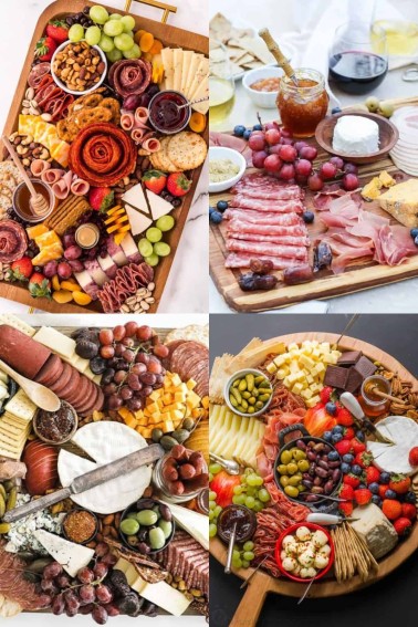 collage of meat charcuterie board images