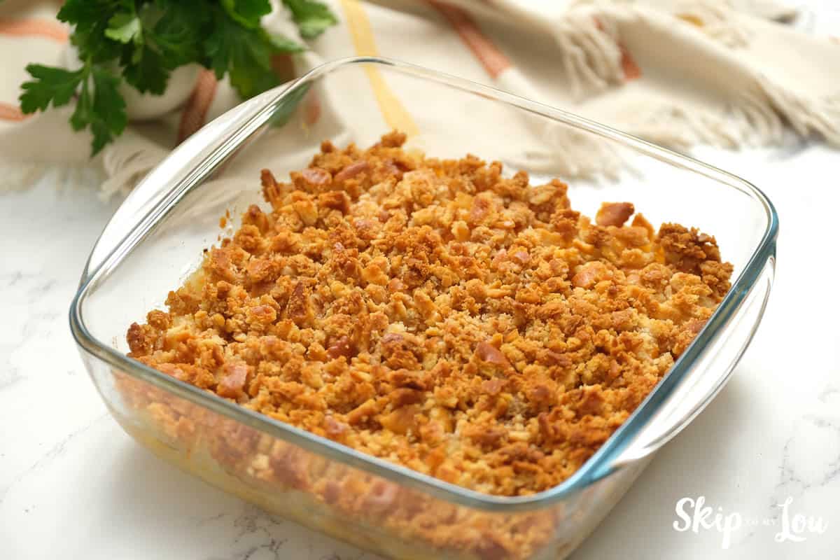 Baked Pineapple Casserole, by Skip to my Lou.
