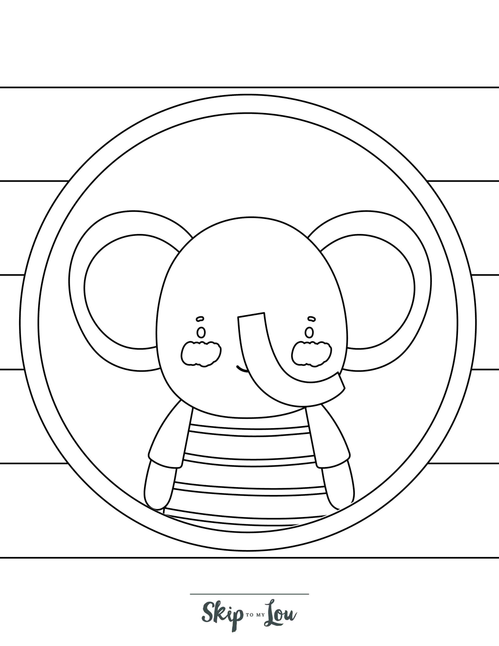 Elephant Coloring Page 4 - Baby elephant in a window