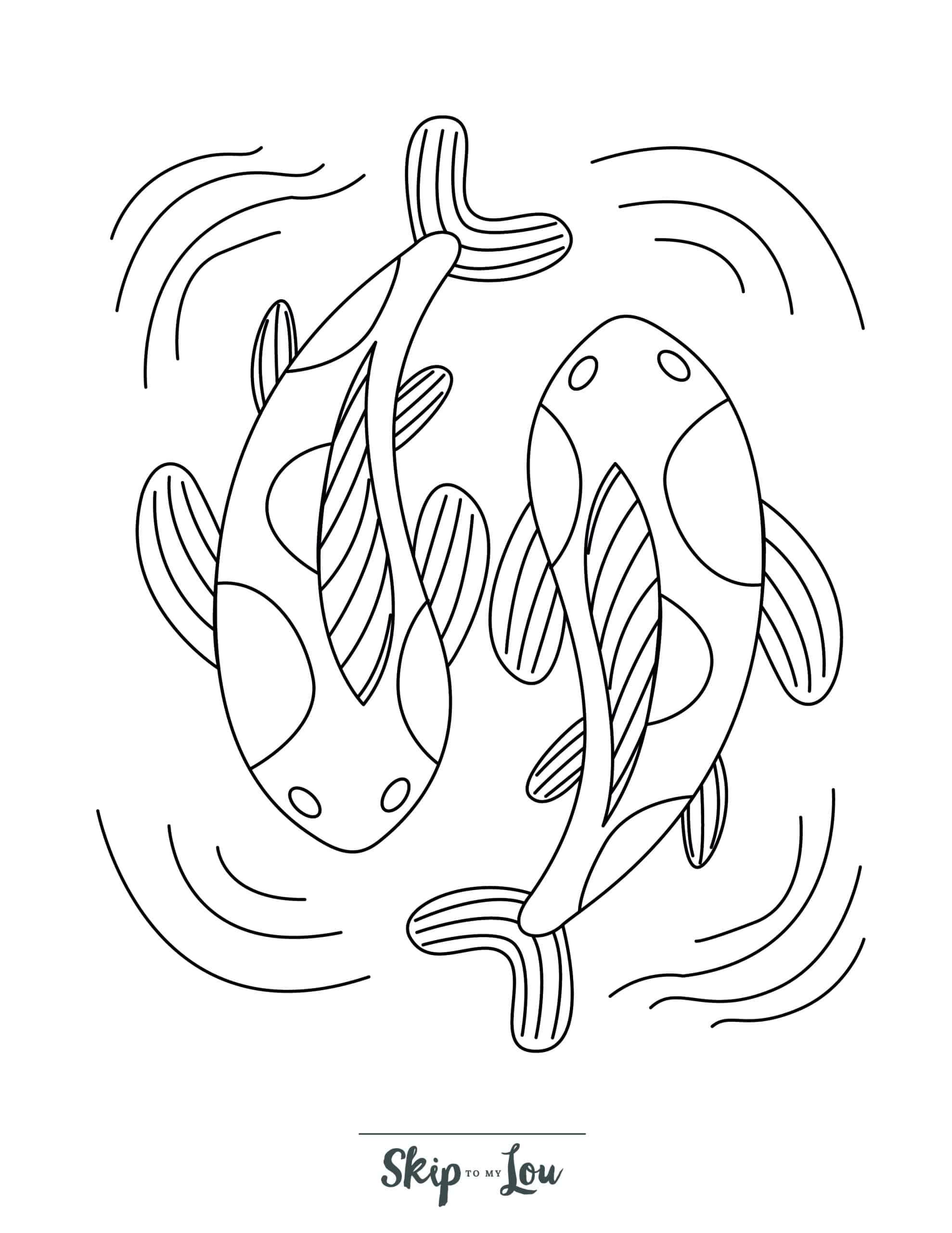 Fish Coloring Page 11 - Two swimming carp
