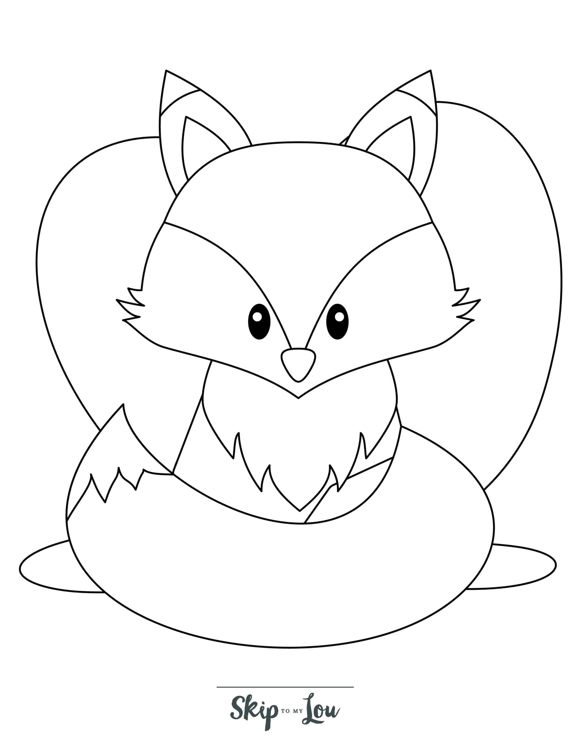 Fox Coloring Page 7 - Fox with big, bushy tail