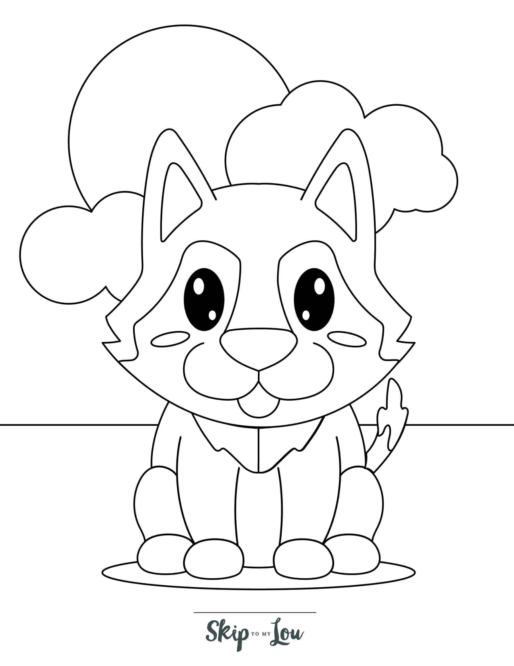 Wolf Coloring Page 3 - Sitting baby wolf