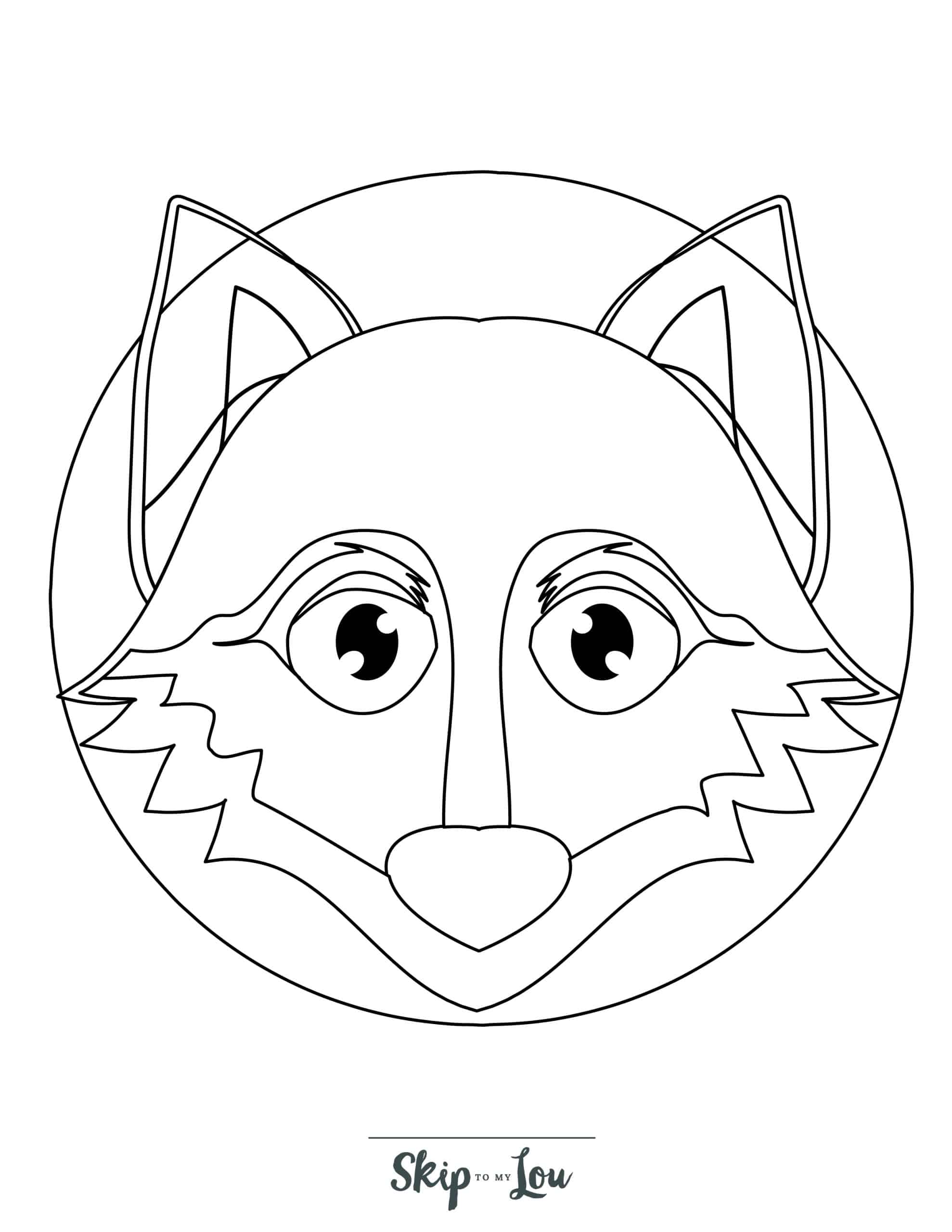 Wolf Coloring Page 6 - Wolf face