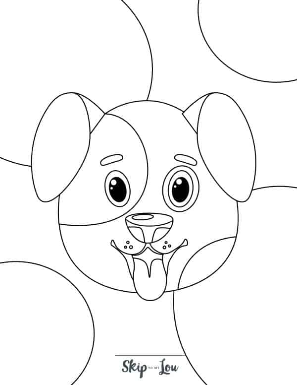 Puppy with background pattern coloring page