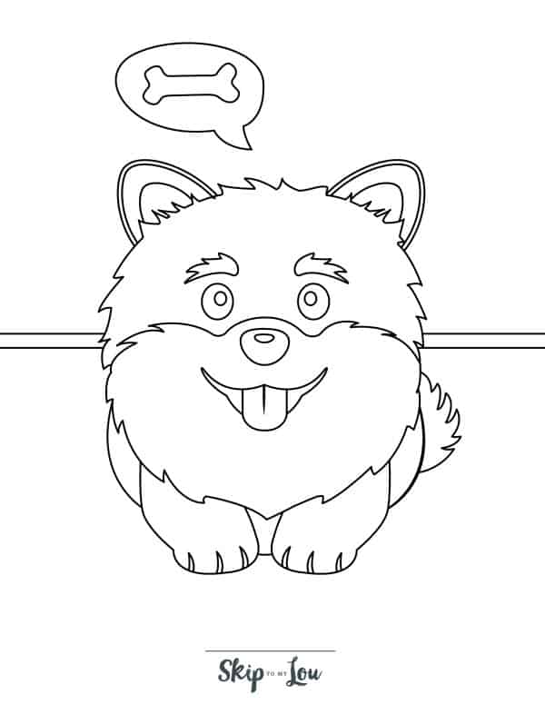 Puppy thinking of bone coloring page