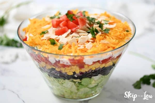 southwestern salad from Skip to my Lou recipe in a glass bowl