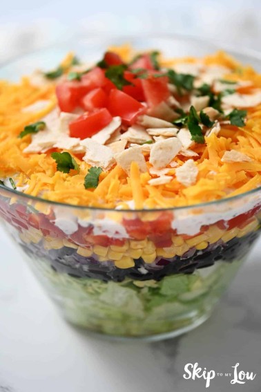 southwestern salad from Skip to my Lou recipe in a glass bowl