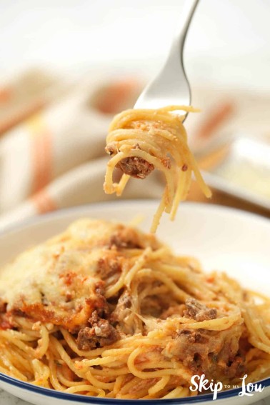Spaghetti Alfredo casserole