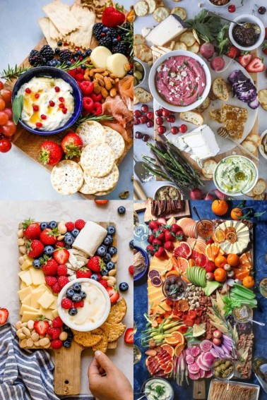 collage of whipped cheese charcuterie boards