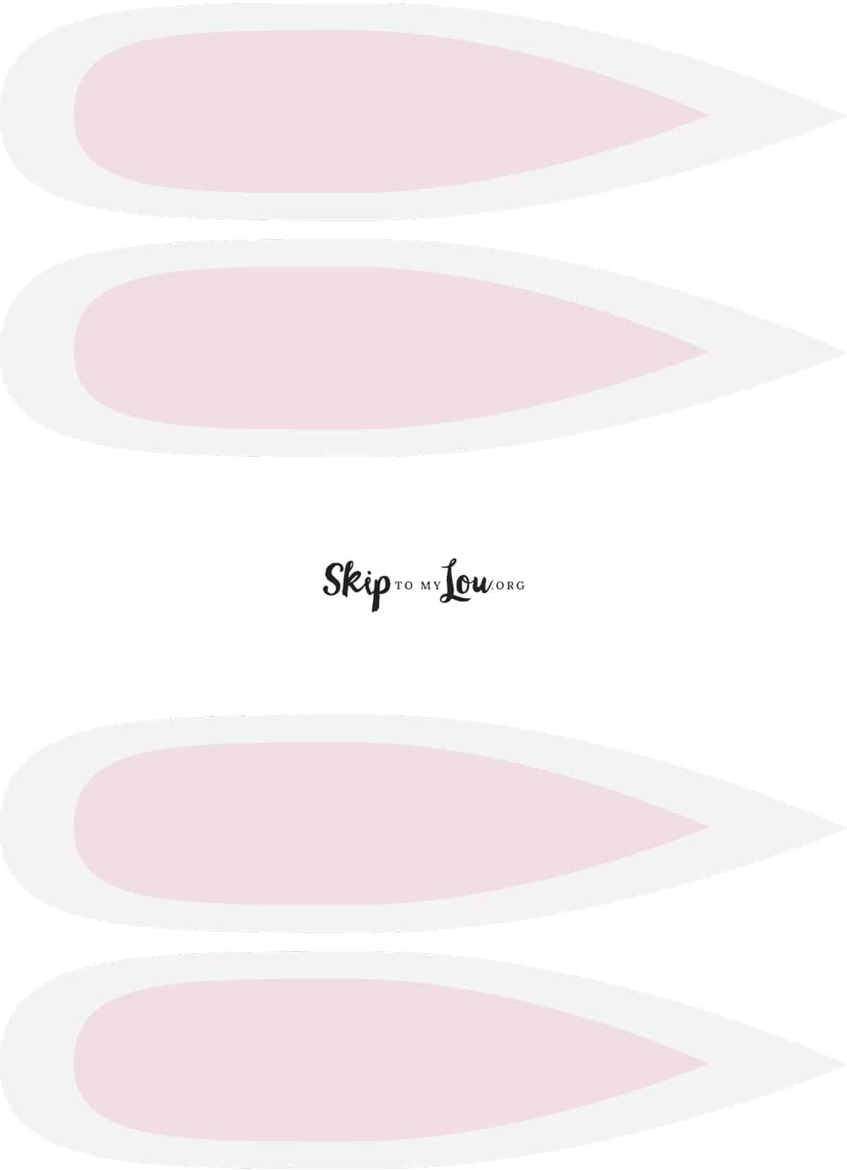 Printable with 2 sets of pink and white bunny ears to add to the bunny cakes, by Skip to my Lou.