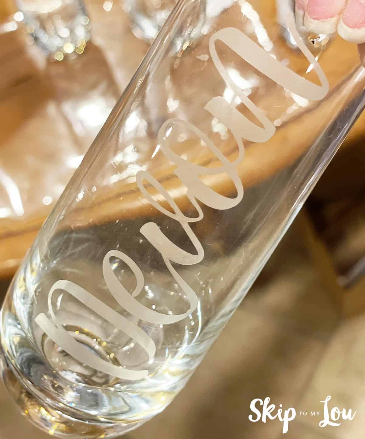 Final result - etched glass for a bridal gift.