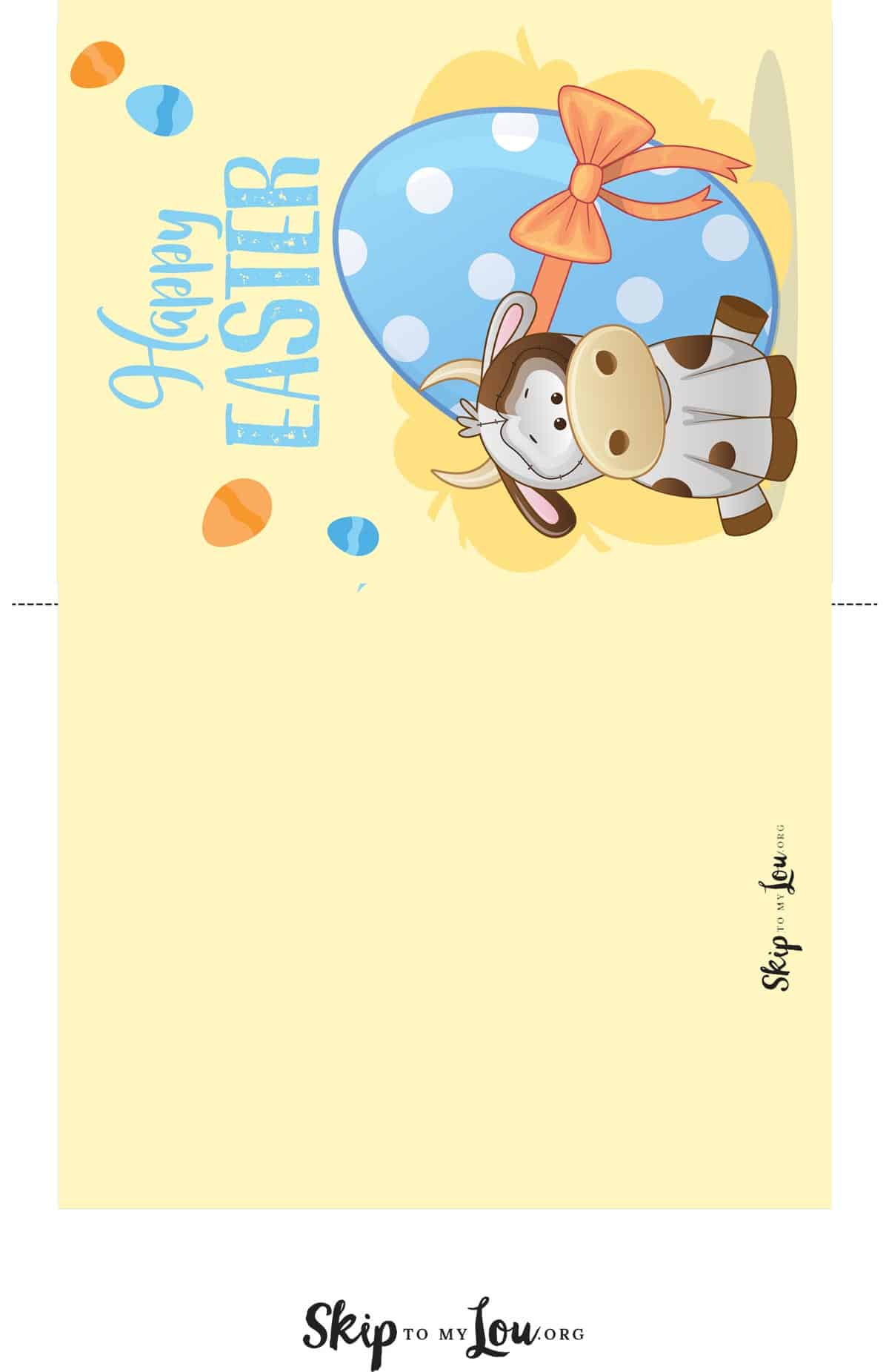 free printable easter cow themed card