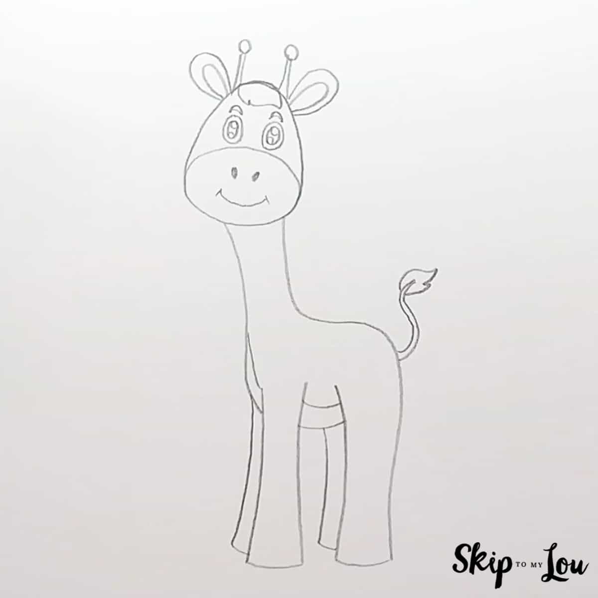 Cartoon Giraffe Drawing Guide - Step 4 - The rest of the body