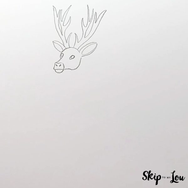 Deer Drawing Guide - Step 3 - Antlers and ears