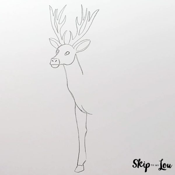 Deer Drawing Guide - Step 4 - Neck and front leg