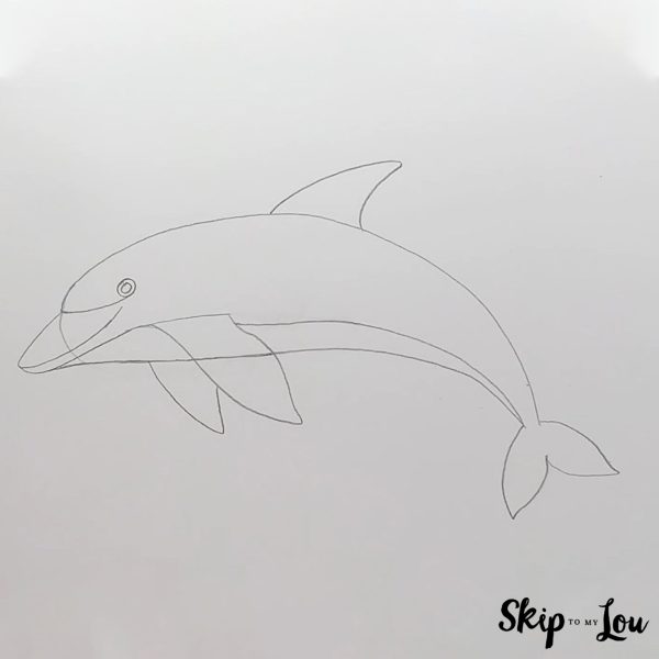 Dolphin Drawing Guide - Step 5 - The fins