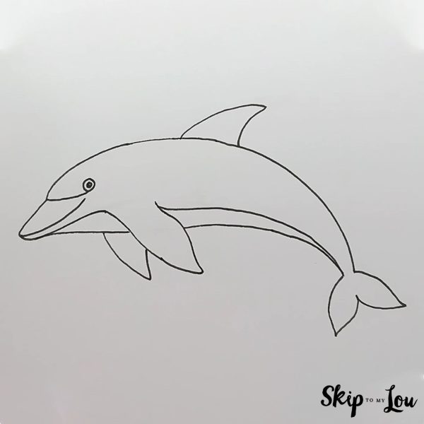 Dolphin Drawing Guide - Step 6 - The outline