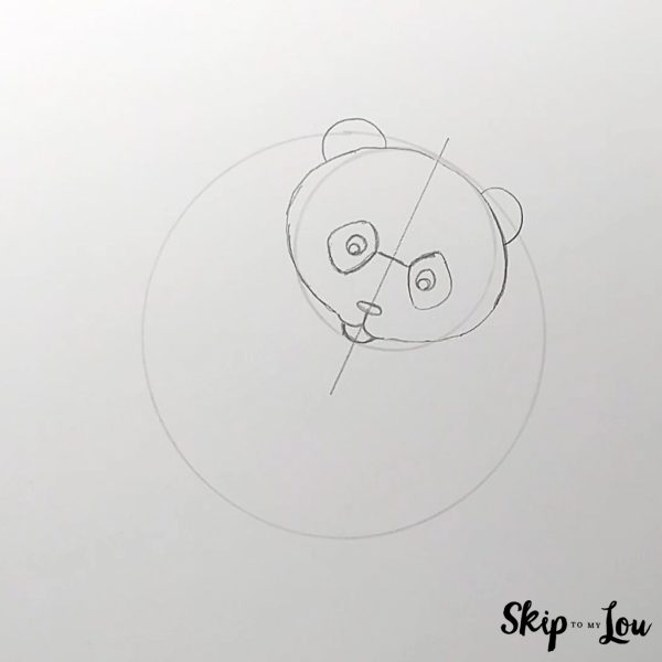Panda drawing - Step 4 - A realistic head