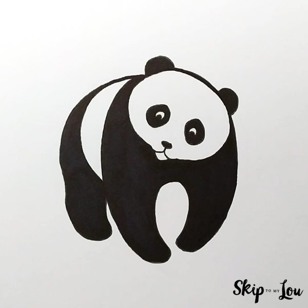 Skip to my Lou - How to Draw a Panda - The finished panda drawing
