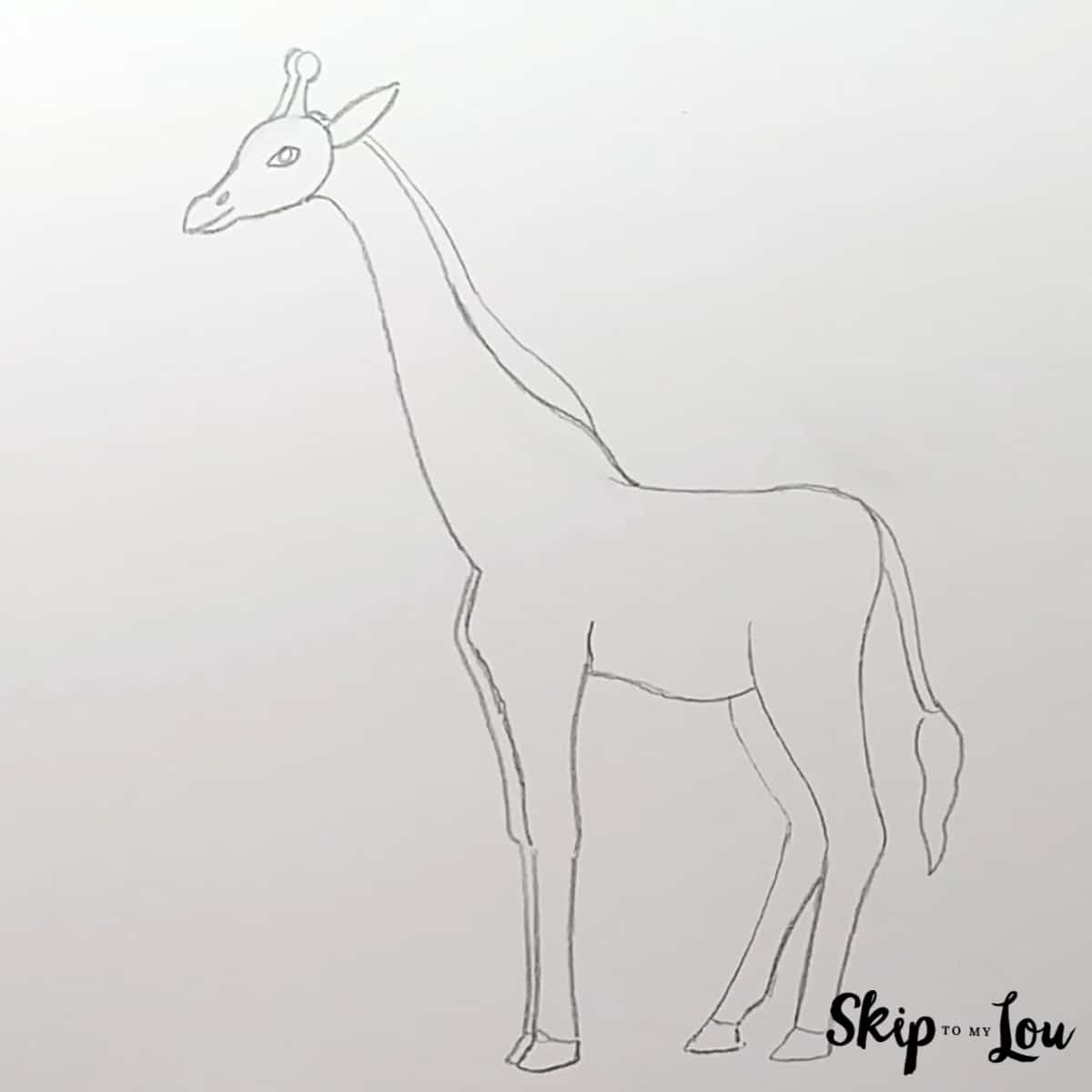 Realistic Giraffe Drawing Guide - Step 6 - Mane and tail
