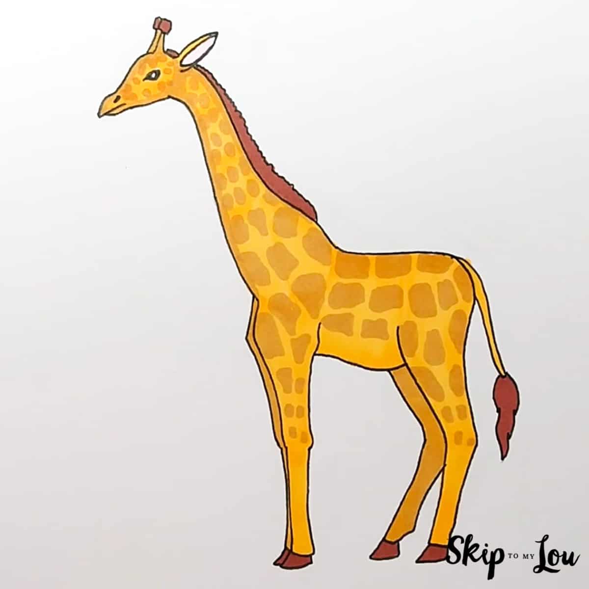 Realistic Giraffe Drawing Guide - Step 8 - Some color