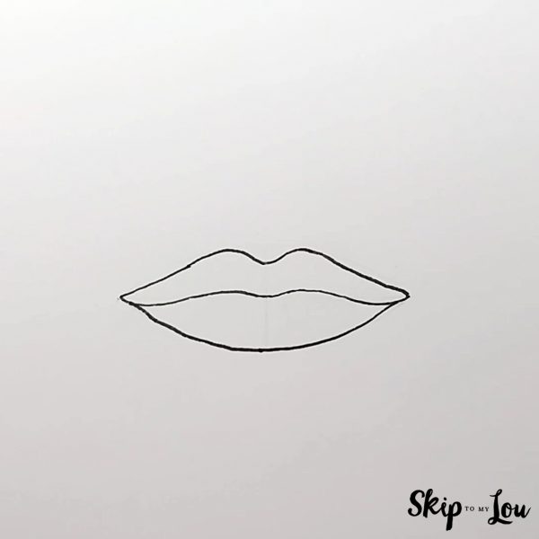 Step 6 - how to draw lips. Draw a cross - Skip to my Lou