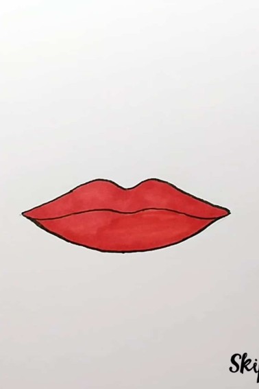 Final result - how to draw lips. Red lips drawing on paper. - Skip to my Lou