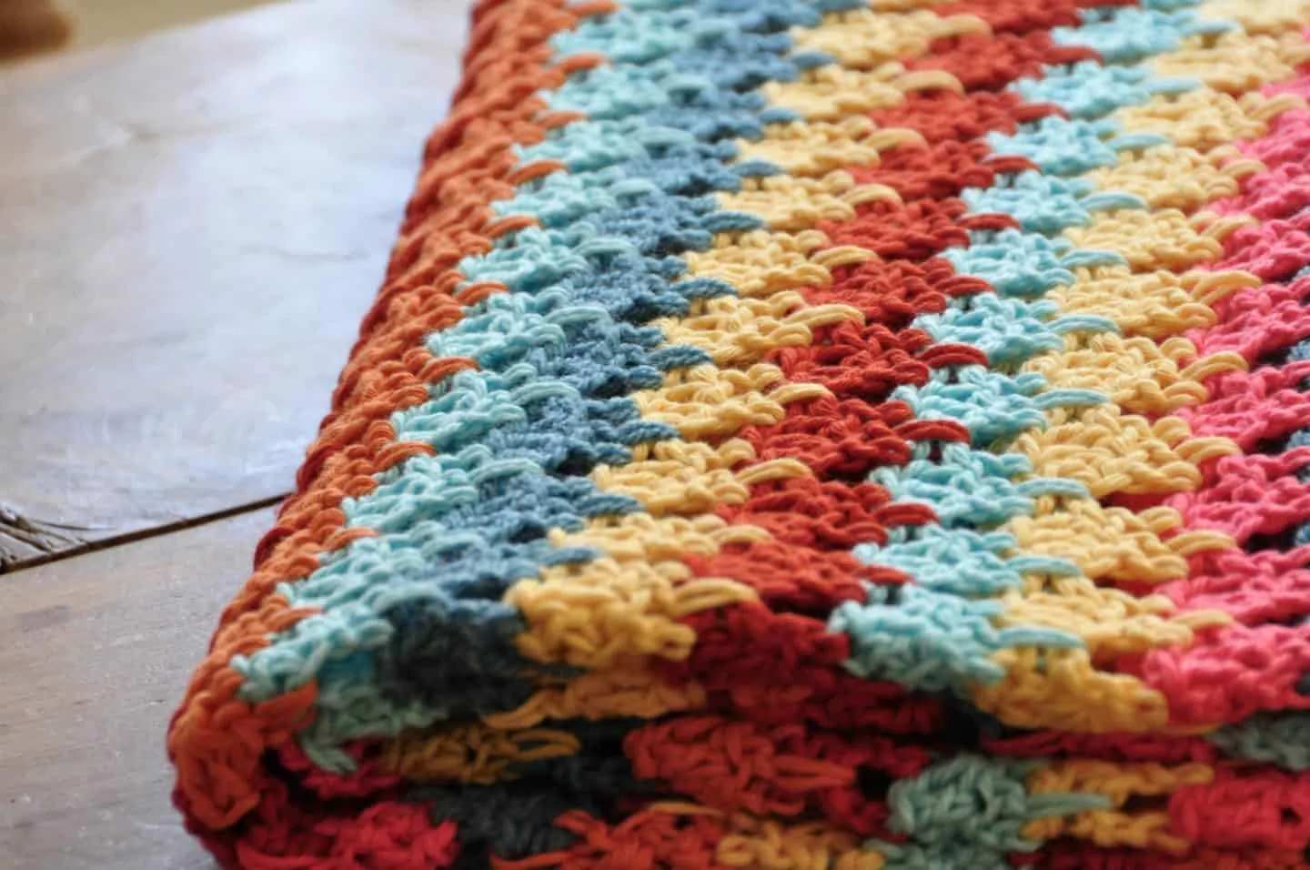 Larksfoot stitch blanket folded