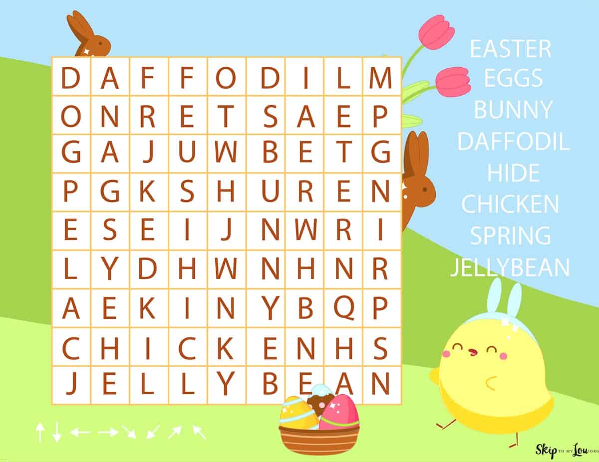 colorful printable easter word search