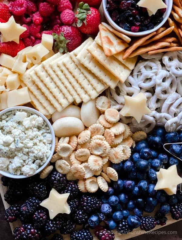 Walking on sunshine recipes includes blue cheese, blueberries, crackers, strawberries, and more. 