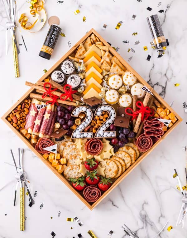 Family Fresh Meals more traditional charcuterie board with meat, cheese, fruit, and more.