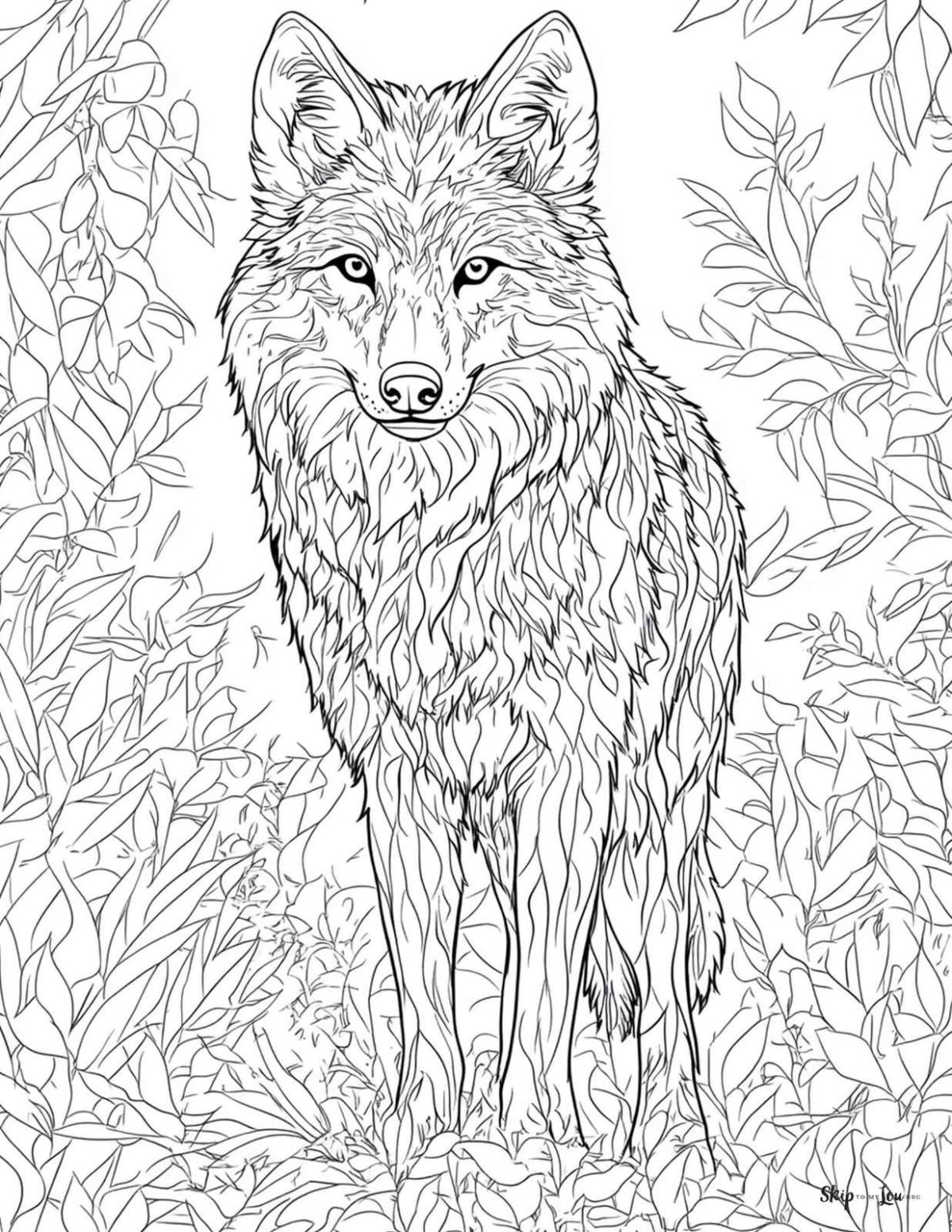 gray wolf coloring page