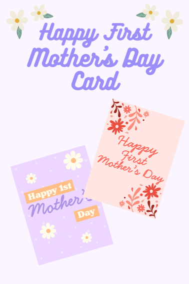 Two printable Happy First Mother's Day cards in pink and purple colors with nice messages inside. from Skip to my Lou