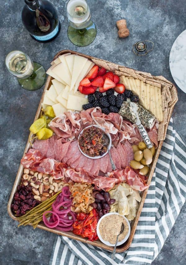 peace love and low carb has a large board with a lot of delicious options
