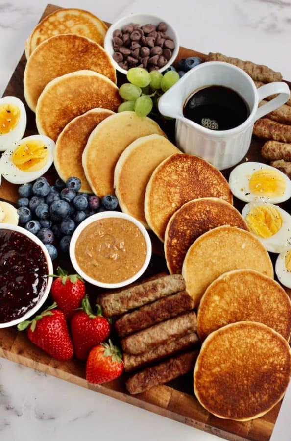 pancakes, hard-boiled eggs, syrup, and more from Cheerful Choices. 