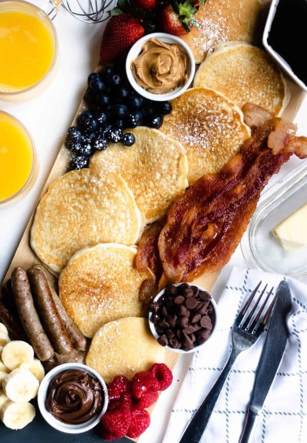 foreign fork has some delicious options from pancakes, to sausage, and bacon. 