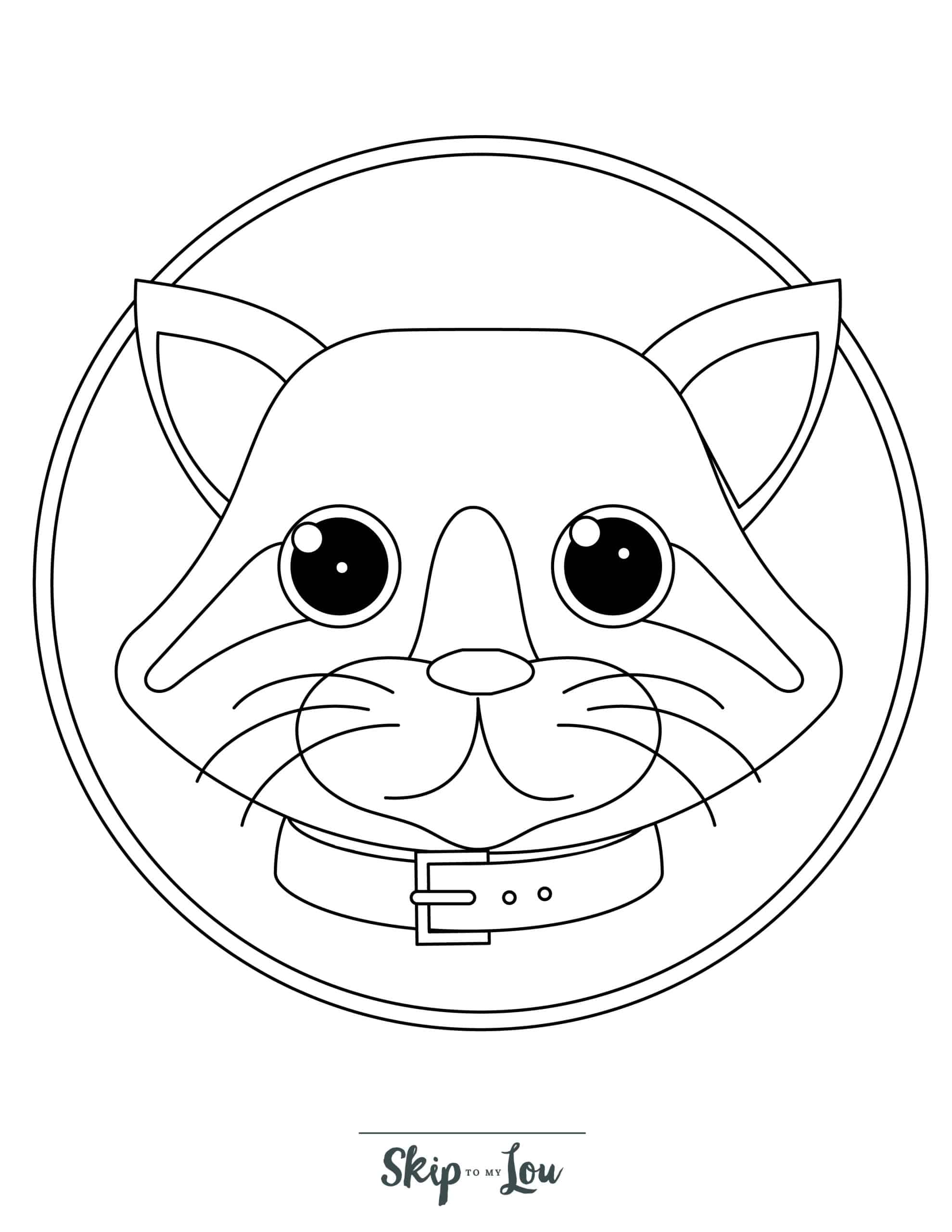 Kitten Coloring  A kitten's head, with a collar