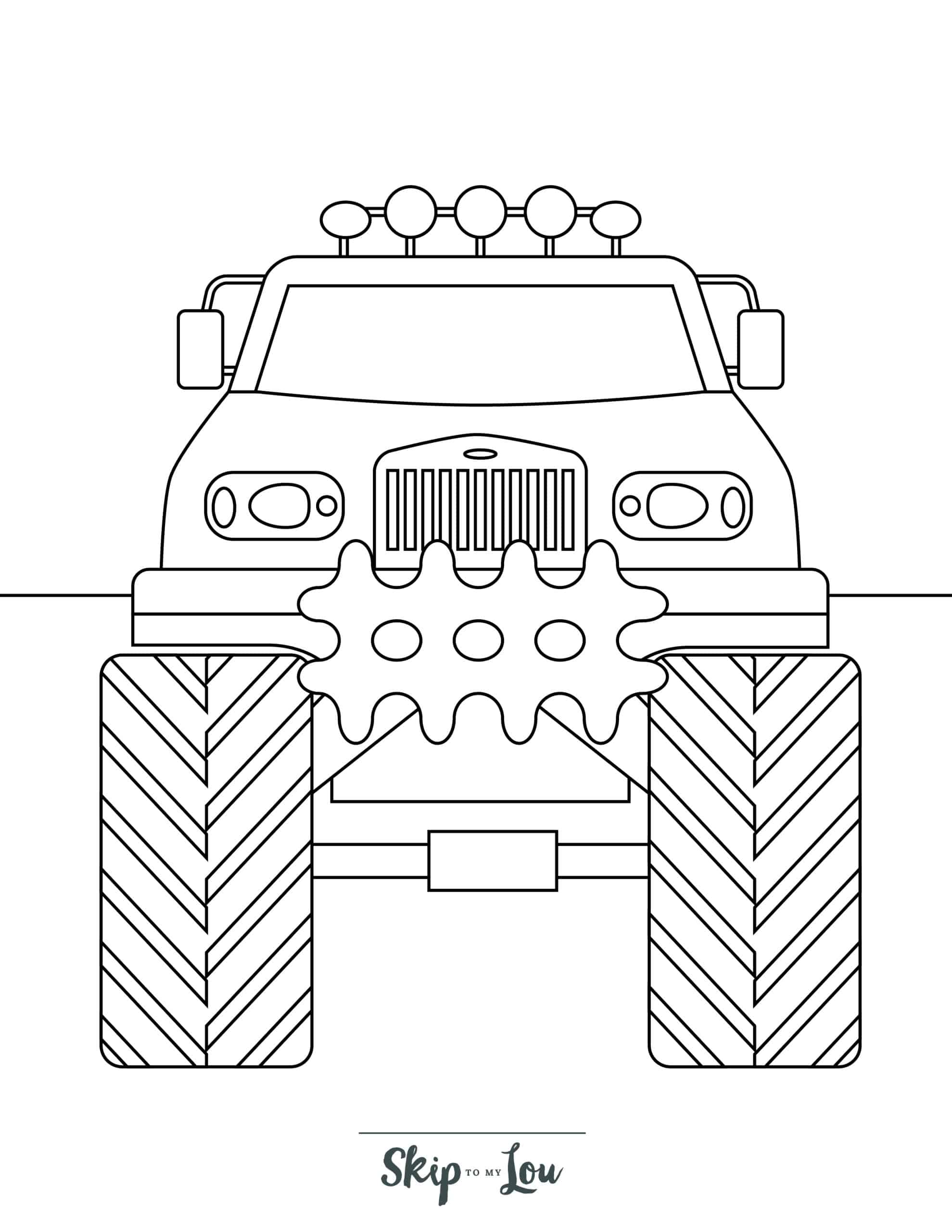 Monster Truck Coloring Page 3 - Front of monster truck with lights