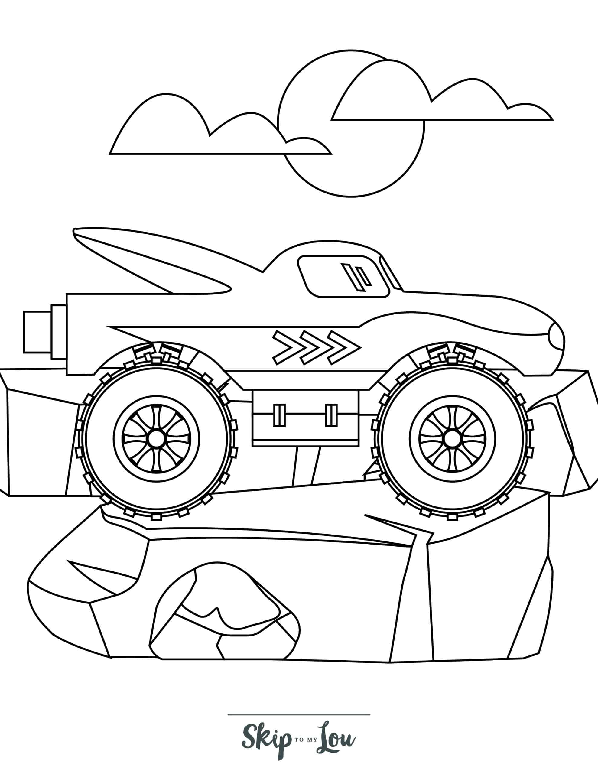 Monster Truck Coloring Page 5 - Monster truck on rock