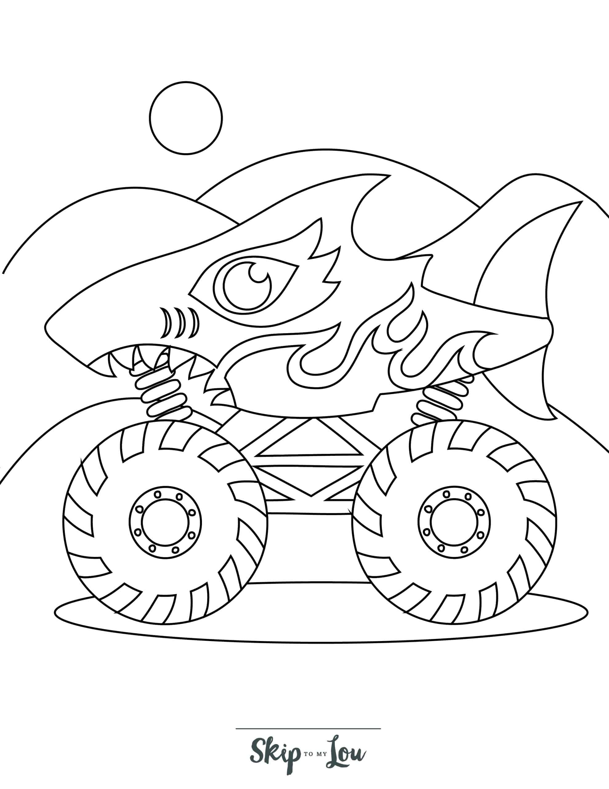 Monster Truck Coloring Page 6 - Shark monster truck