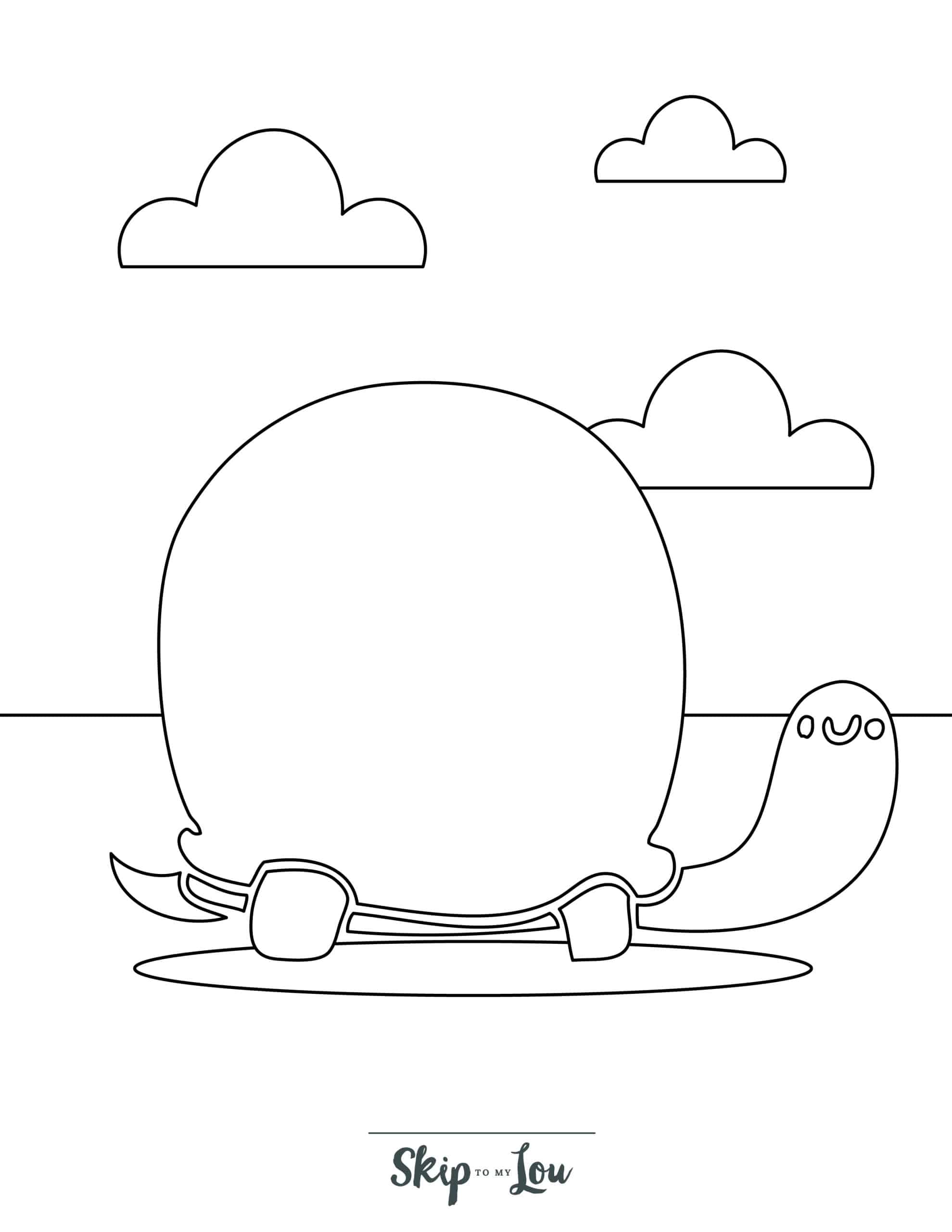 Turtle Coloring Page 2 - A turtle with a very large, circular shell
