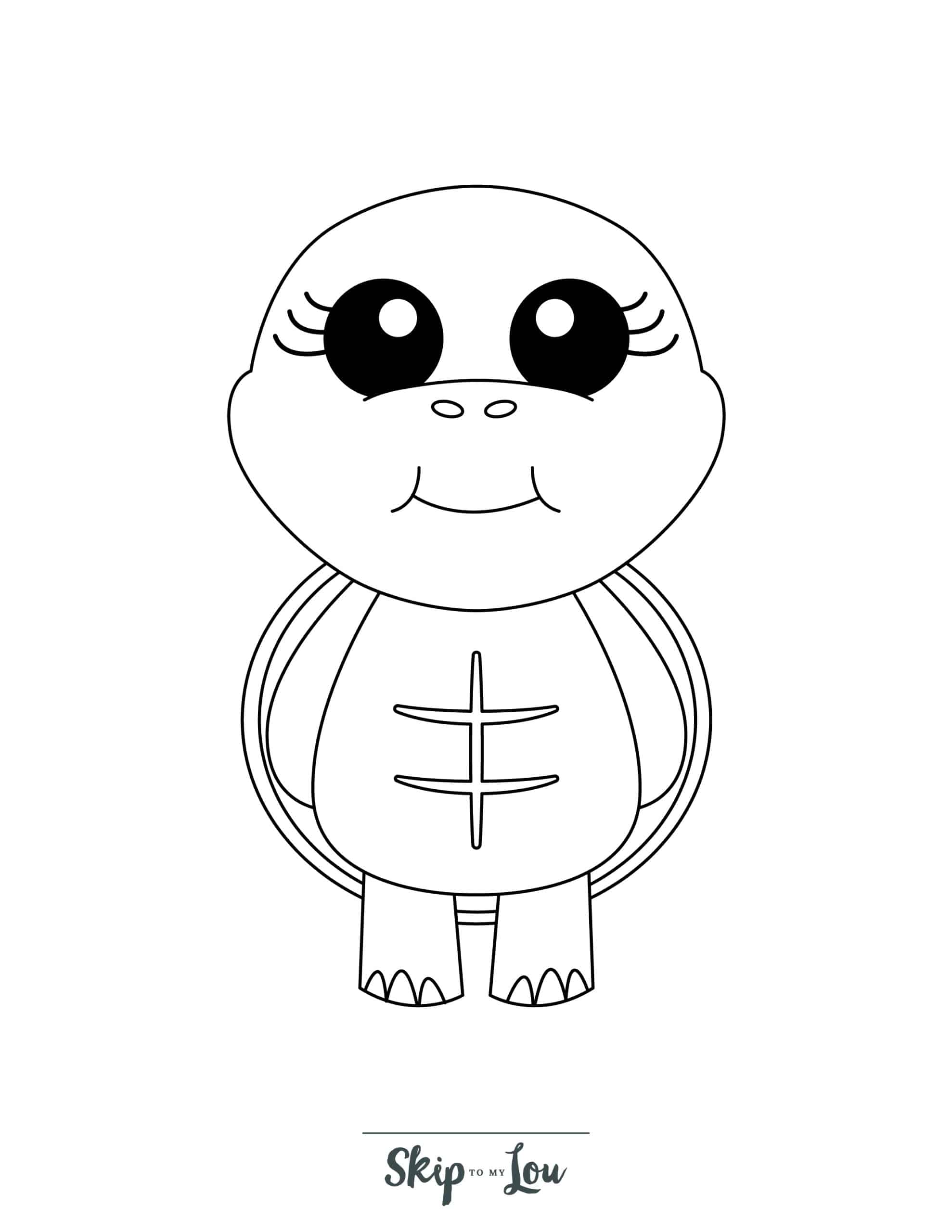 Turtle Coloring Page 4 - A cute baby turtle standing up