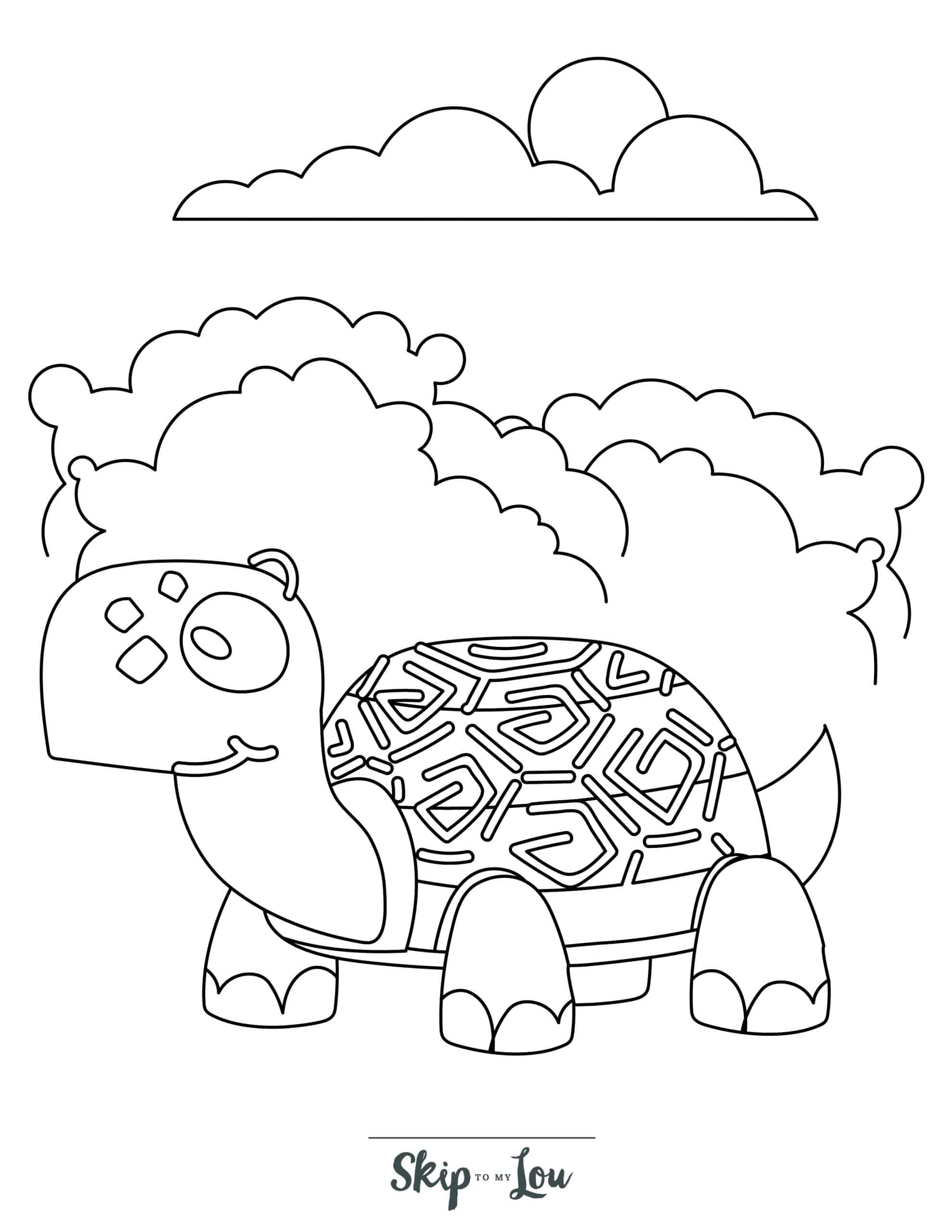 Turtle Coloring Page 6 - A large turtle with an interesting pattern on its back