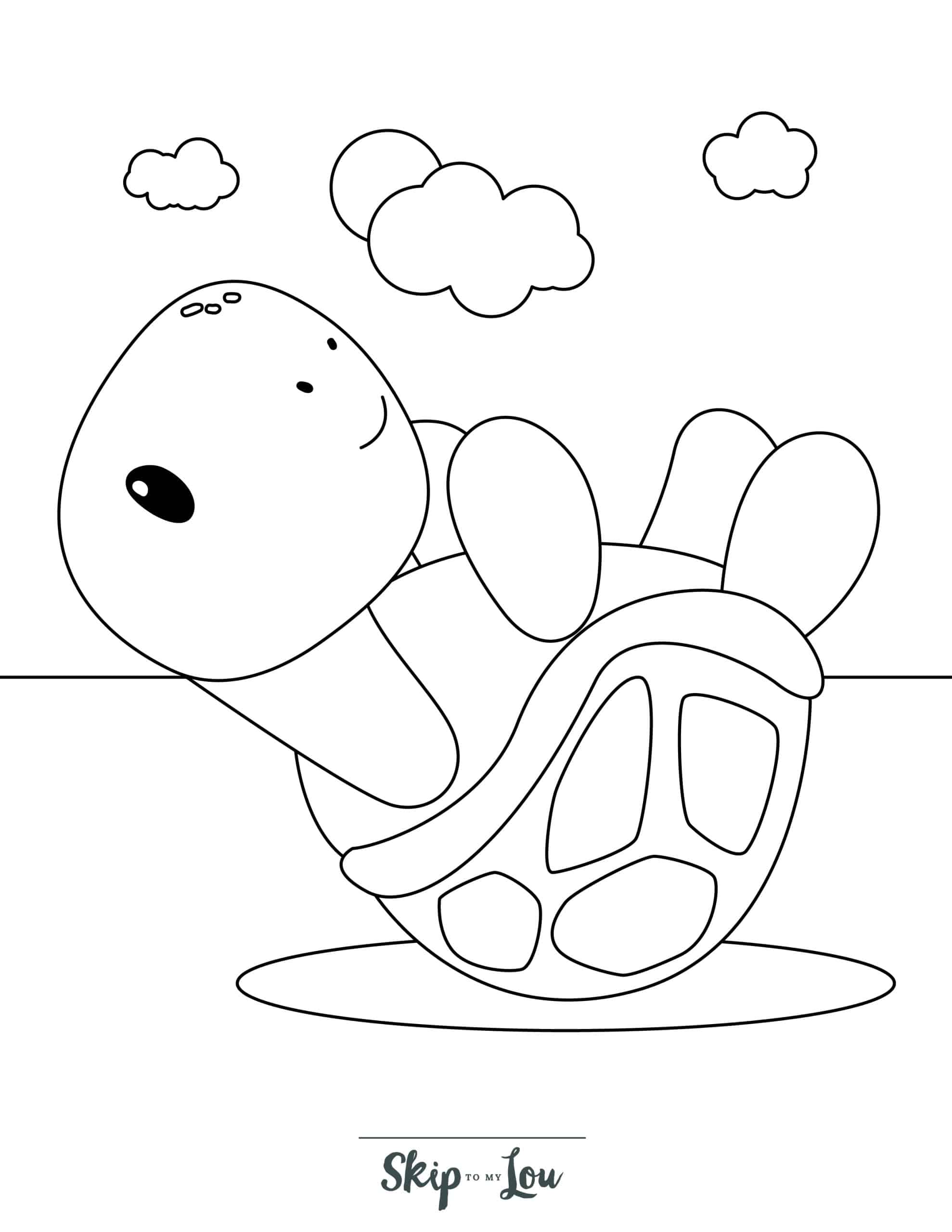Turtle Coloring Page 7 - A baby turtle stuck on it's back with its legs in the air