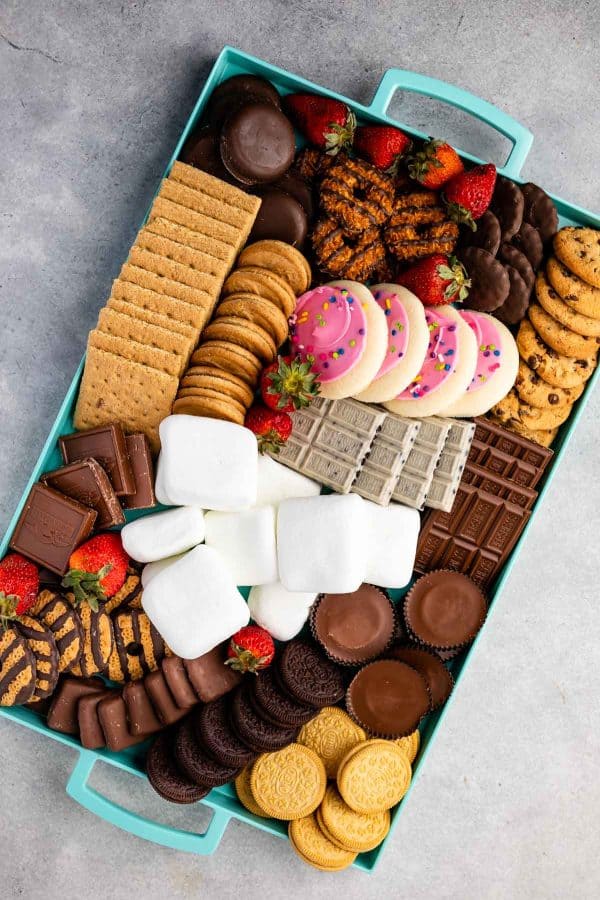 Crazy for crust created a board with a variety of cookies, crackers, chocolate and fruit.