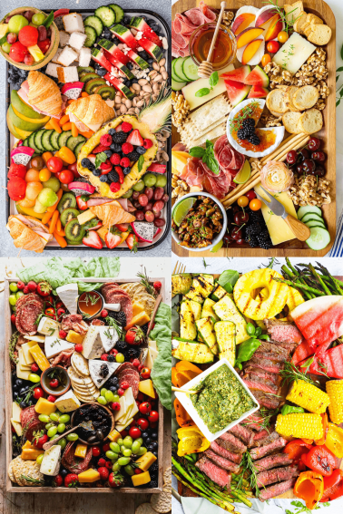 collage of summer charcuterie boards ideas