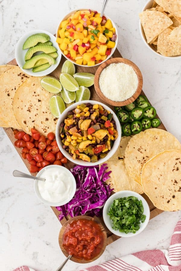 small and simple taco charcuterie board from More Than Meat and potatoes. Completely vegetarian too! 