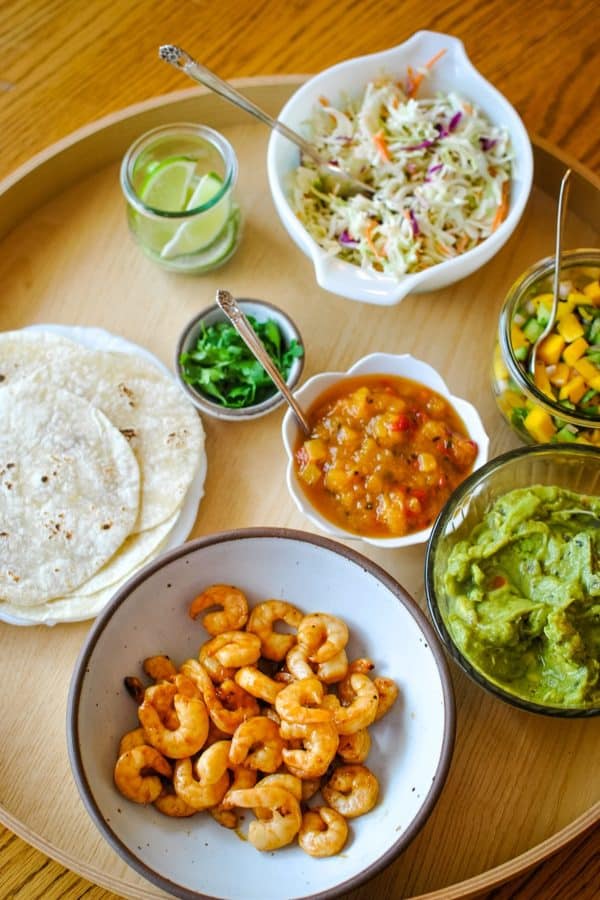 Not much to look at but some delicious shrimp, guacamole, mango salsa, and more from Sweetpea lifestyle. 